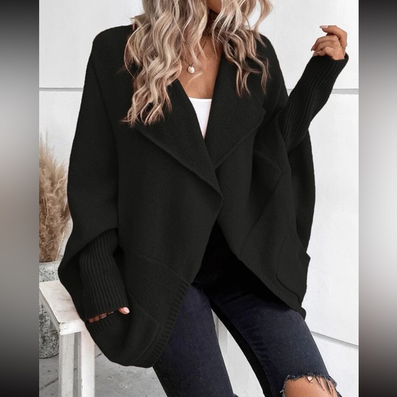 Cozy waterfall collar batwing sleeve cardigan - Picture 6 of 6